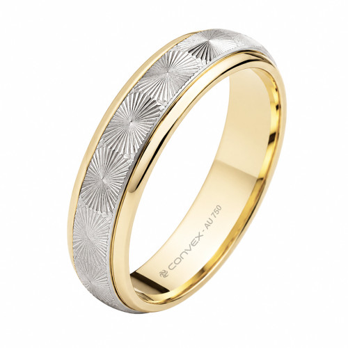 Aliança de Ouro 18K Compasso Trabalhada Giratória 5.0mm
