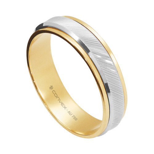 Aliança de Ouro 18K Luxor Riscado Diagonal 5mm