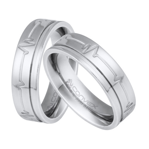 Aliança de Aço Heart Beat 6mm