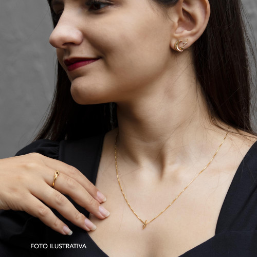 Brinco de Ouro 18K Raio de Luz 9x3mm
