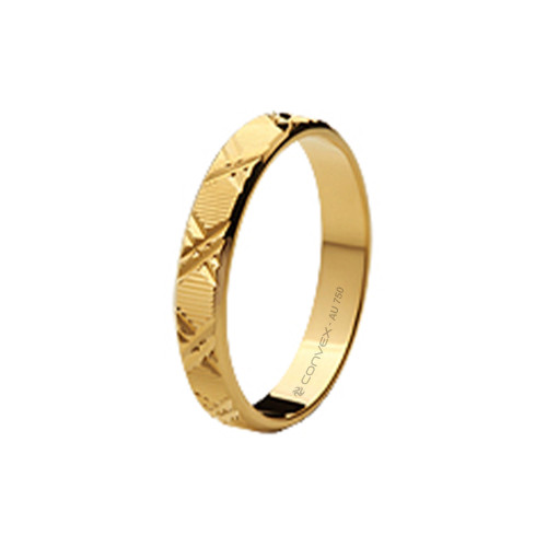 Aliança de Ouro 18k Convicta Reta Trabalhada 3.6mm