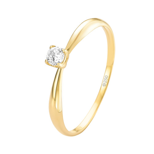 Anel Solitário Liga OURUM com Zircônia 4mm Ouro 250k