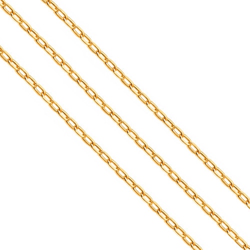 Corrente de Prata Elos Ovais Revestida com Ouro 18k  1.45mm 60cm