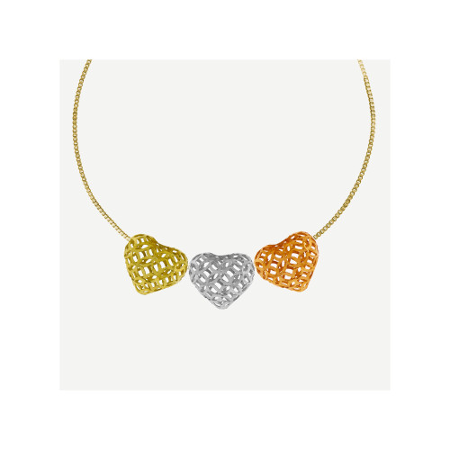 Colar de Prata Love Filigrana Revestida com Ouro 18k 45cm