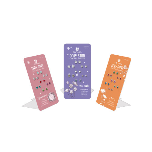 Kit de Brincos de Aço com 10 Cartelas de cada Astrale Flora Luminosa