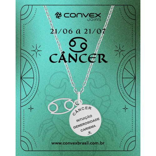 Colar de Aço Signo Câncer 18mm 50cm