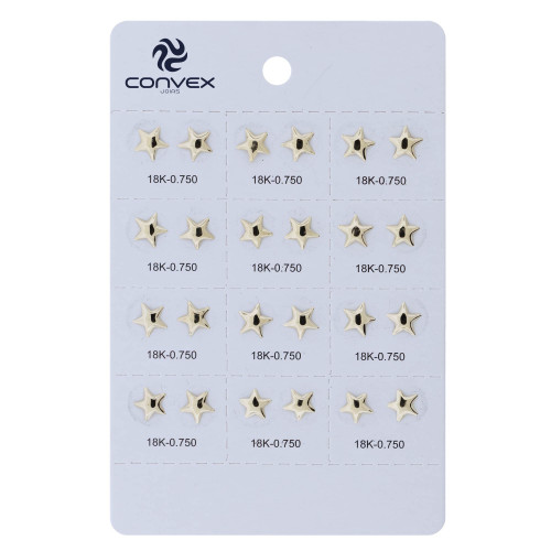 Brinco de Ouro 18k Baby Estrelinha cartela com 12 pares