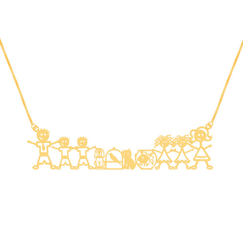 Colar Família Feliz RVT (1 a 5 Membros) 45cm – tamanho único