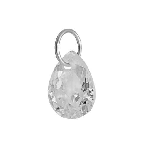 Pingente em Aço Ponto de Luz Gota Branca 7x5mm