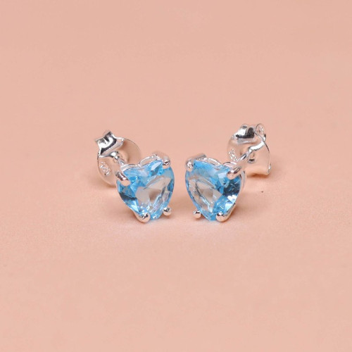 Brinco de Prata Ponto de Luz Coleção Fancy Coração Zircônia SKY 6mm