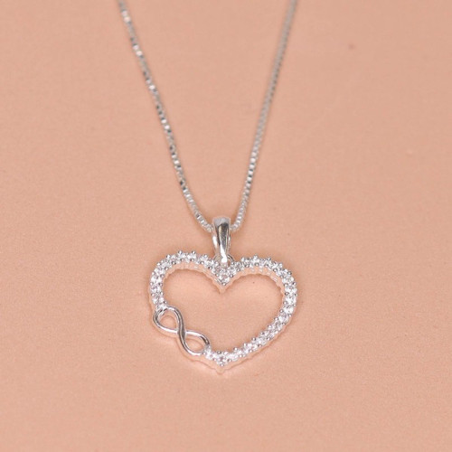 Colar de Prata Coração Infinito 45cm