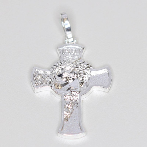 Pingente de Prata Cruz face de Cristo 22x30