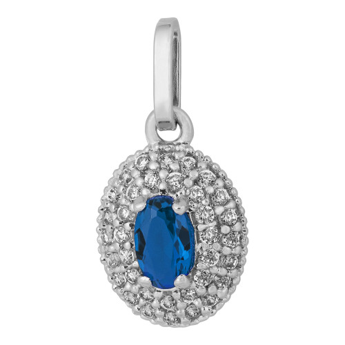 Colar de Prata Oval com Zircônia Azul 10x7mm 45cm (teste)