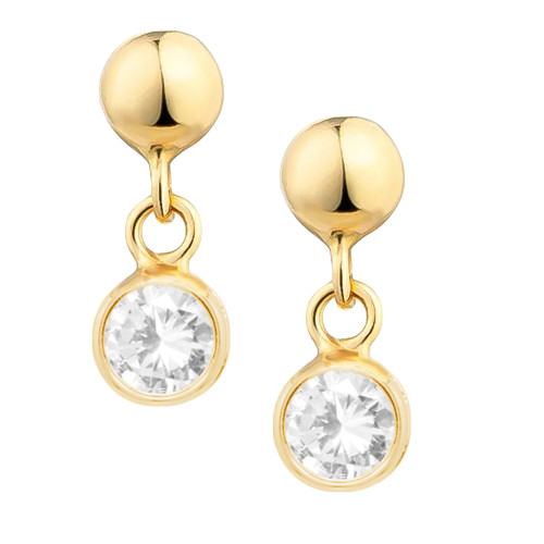 Brinco de Ouro Bolinha com Zircônia 3mm Tarraxa Baby