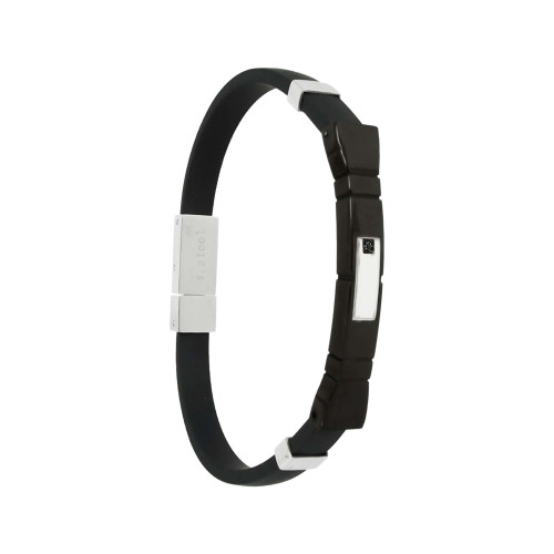 Pulseira Aço Infinite Black EV5 com IPB e Zircônia 6mm 21cm