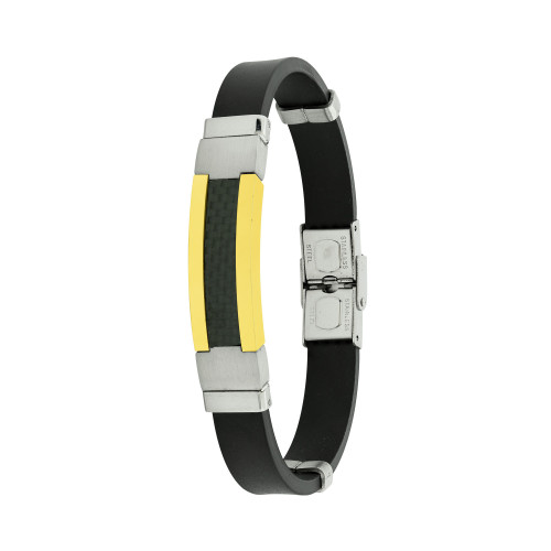 Pulseira Aço Fiber Style Caucciù Fibra Carbono IPG 12mm