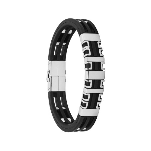Pulseira de Aço Enigma Steel e Caucciù 13mm 21cm