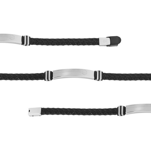 Pulseira de Aço e Corino IPB 8mm 21cm