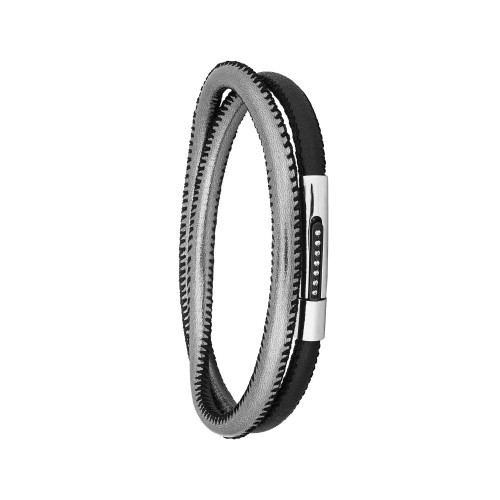 Pulseira de Aço Duo Black e Silver IPB com Zircônia 5mm