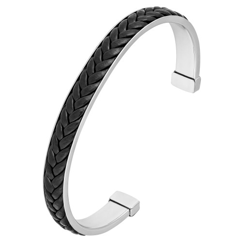 Bracelete de Aço King com Corino trançado 8mm