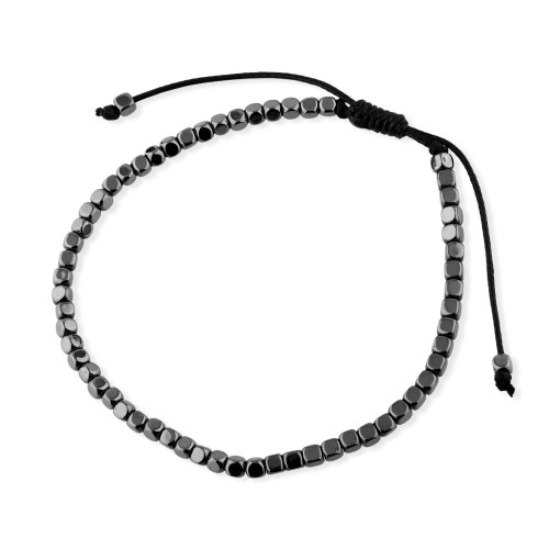 Pulseira de Aço Equlíbrio Pedras hematita 21cm ajustável