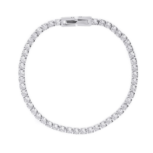 Pulseira de Aço Riviera Cristal Quadrada 18cm