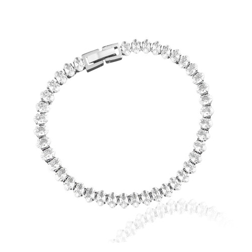 Pulseira de Aço Riviera Cristal Oval 18cm