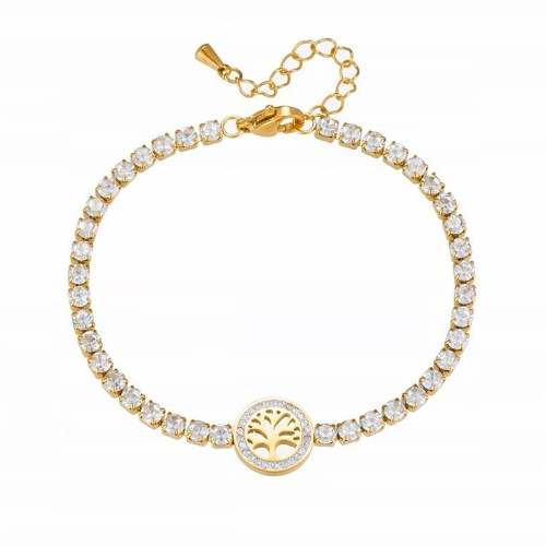 Pulseira de Aço Riviera Árvore da Vida IPG 15cm + 4cm Extensor