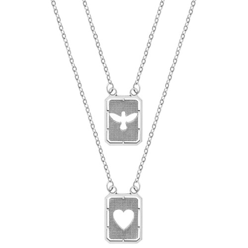 Escapulário de Aço Amor e Espírito Santo 14x11mm 60cm