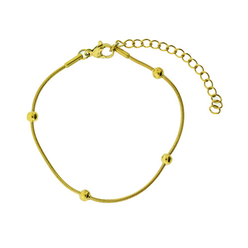 Pulseira de Aço Rabo de Rato Bolinha IPG 16cm