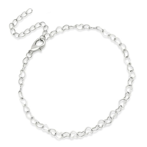 Pulseira de Aço Coração 17cm com extensor de 3cm