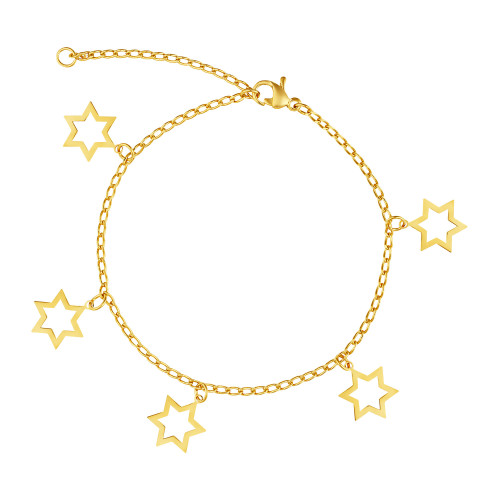 Pulseira Aço GLAM Groumet Estrela de Davi Gold IPG