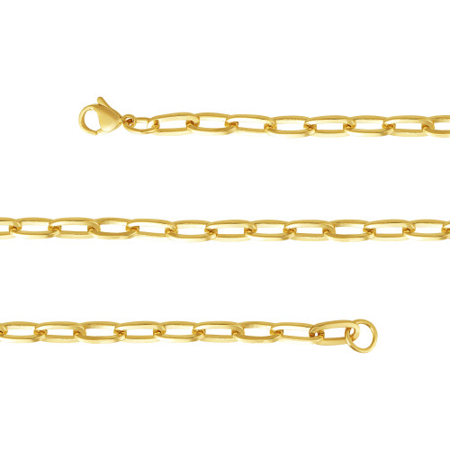 Pulseira de Elos Alongados 4.50mm 21cm Gold IPG