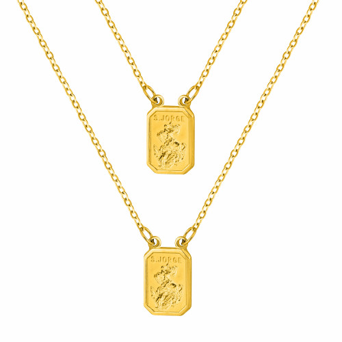 Escapulário de Aço Mini São Jorge 9x7mm 60cm Gold IPG