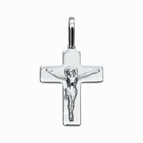 Pingente de Aço Cruz com Cristo 34x28mm