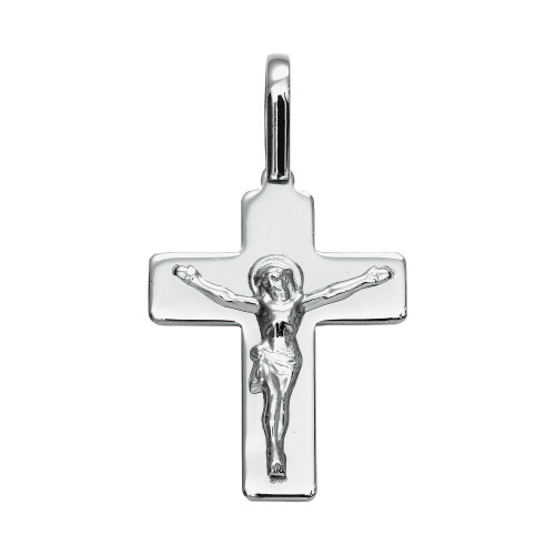 Pingente de Aço Cruz com Cristo 34x28mm