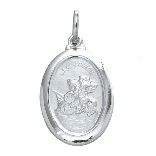 Pingente de Aço São Jorge Oval 23x16mm
