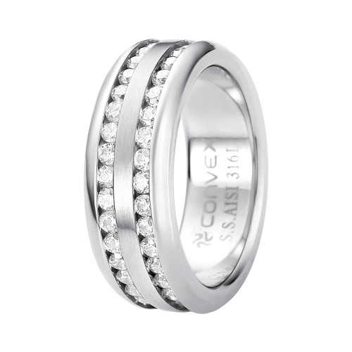 Anel de Aço Troya Dupla com Zircônia 8mm