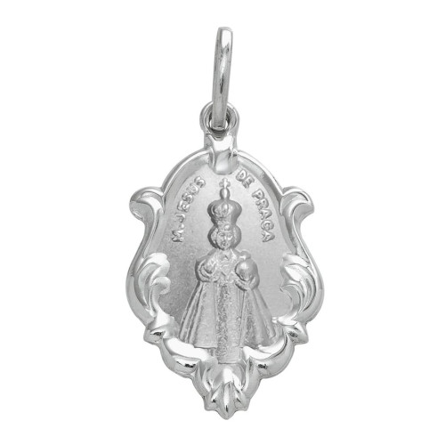 Pingente Aço Menino Jesus de Praga Ornato 18x13mm