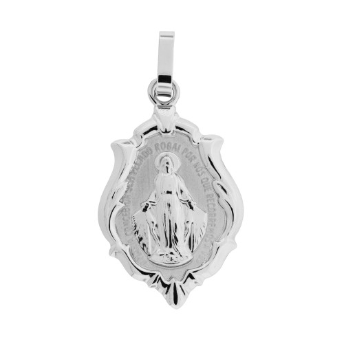 Pingente de Aço Medalha Milagrosa Ornato 50x30mm