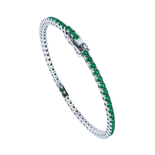 Pulseira de Prata Riviera Esmeralda 2mm 16cm com zircônias