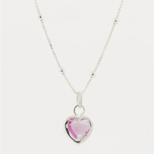 Colar de Prata Loving Zircônia Rosa 40cm