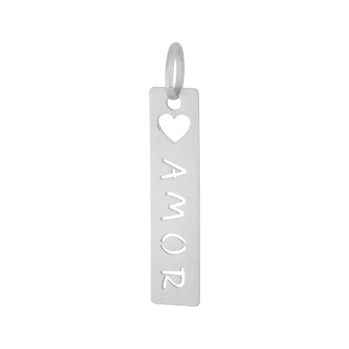 Pingente de Aço Placa Feelings Amor 28x6mm