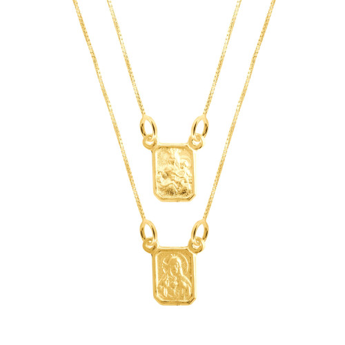 Escapulário de Prata mini Sagrado Coração de Jesus Gold 8.4x6.5mm 60cm