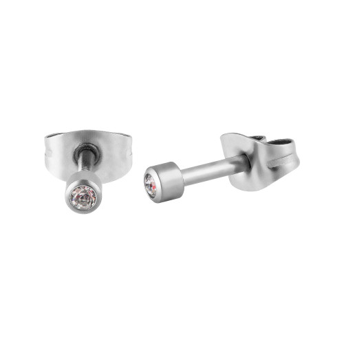 Brinco Aço Ponto de Luz com Zircônia Branca 2.8mm