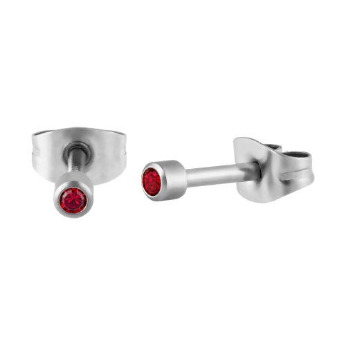 Brinco Baby Ponto de Luz Aço com Zircônia Vermelha 2.8mm.