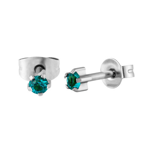 Brinco Aço Estrela com Zircônia Azul 3,7mm