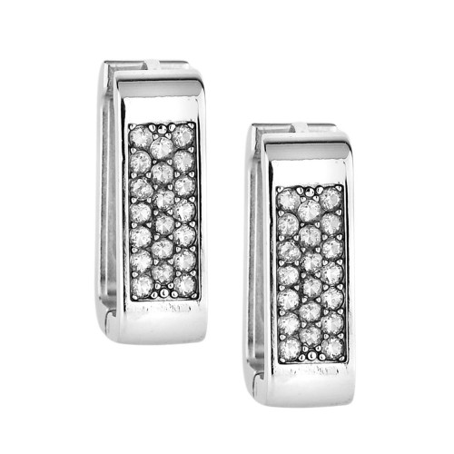 Brinco de Aço Argola Festa com Zircônias 19x6mm