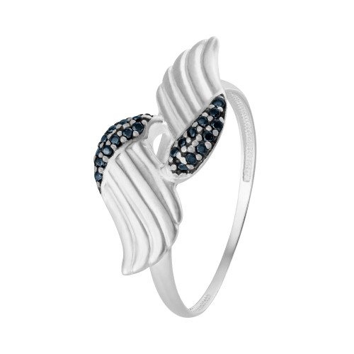 Anel Prata Angel Wings Black
