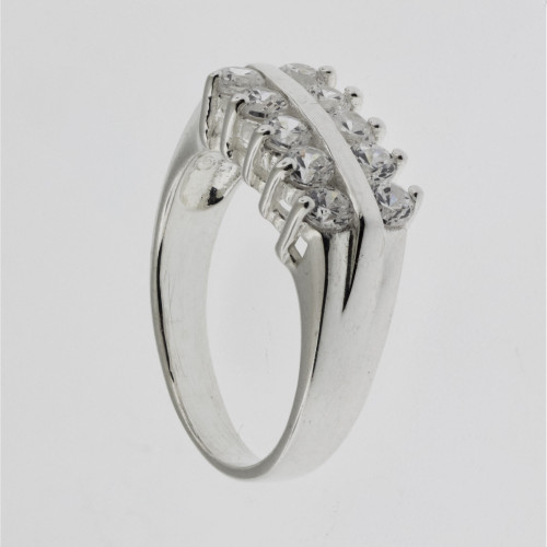 Anel de Prata Brisa Zircônias Brancas 3.0mm